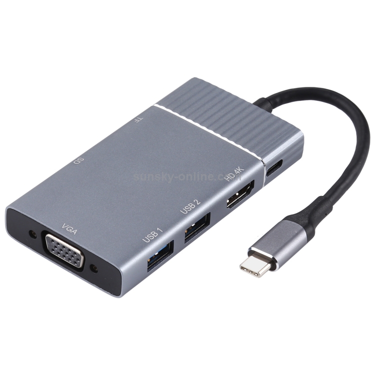 TYPE-C MULTI FUNCTION DOCK STATION SD/TF+HDMI+VGA+JACK 3.5+TYPE-C