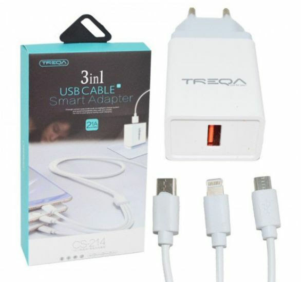 ΦΟΡΤΙΣΤΗΣ TRAVEL 2.1A 3 IN 1 TREQA CS-214