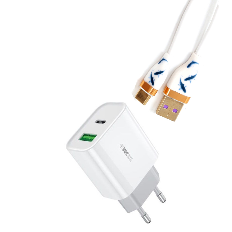 SET ΚΕΦΑΛΗ ΦΟΡΤΙΣΗΣ 2xPORT PD20W TYPE-C/USB 3.0 ΚΑΙ ΚΑΛΩΔΙΟ USB ΣΕ MICRO TREQA CH-633