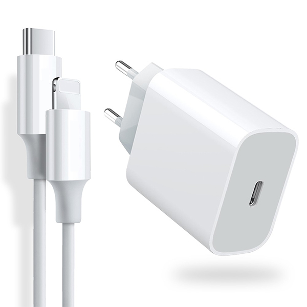 SET ΚΕΦΑΛΗ ΦΟΡΤΙΣΗΣ 18W TYPE-C ΚΑΙ ΚΑΛΩΔΙΟ TYPE-C ΣΕ LIGHTNING