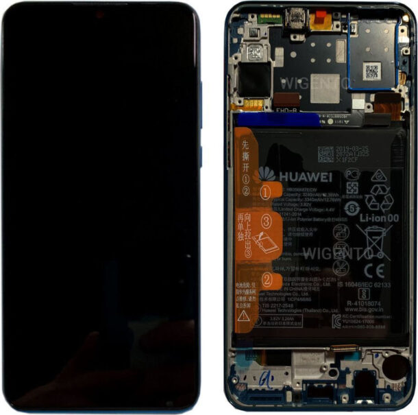 ORIGINAL ΟΘΟΝΗ LCD ΜΕ ΜΗΧΑΝΙΣΜΟ ΑΦΗΣ ΓΙΑ HUAWEI P30 LITE BLACK WITH FRAME AND BATTERY