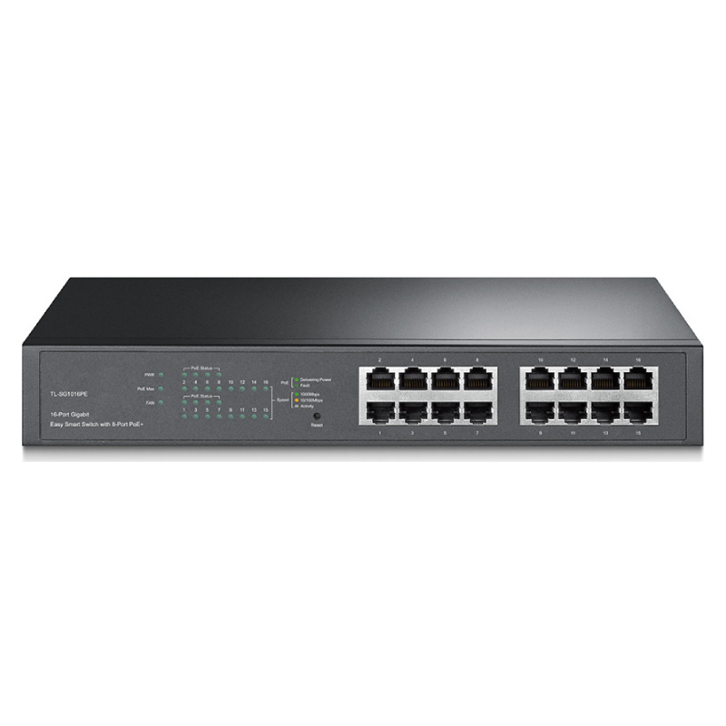 TP-LINK 16-PORT v1 GIGABIT EASY SMART POE SWITCH WITH 8-PORT POE+ 110W