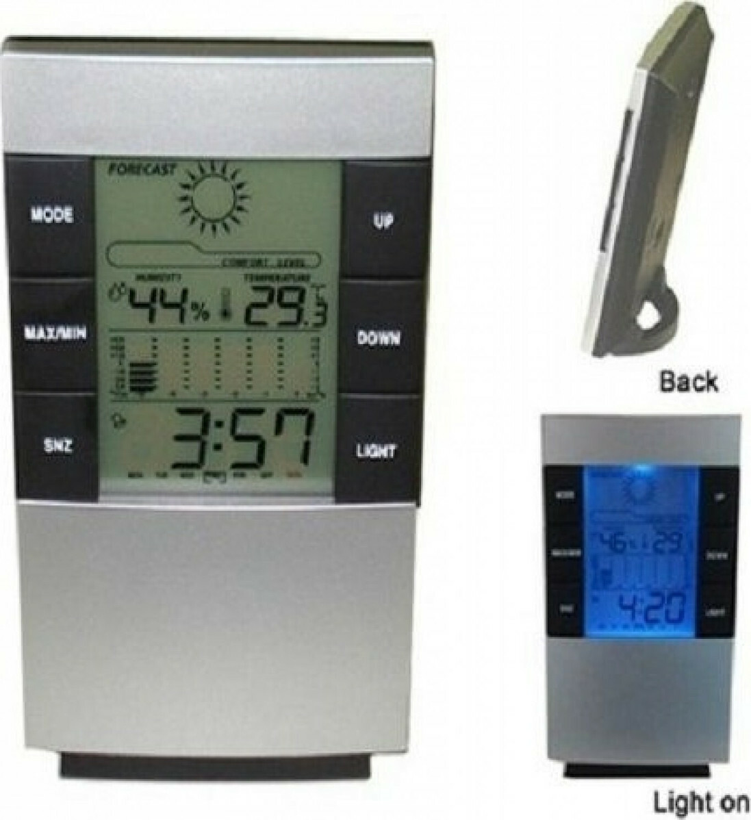 LCD DIGITAL THERMOMETER HYGROMETER WEATHER FORECAST CLOCK DS-3210