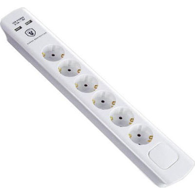 ΠΟΛΥΠΡΙΖΟ ΜΕ ΔΙΑΚΟΠΤΗ 6xSCHUKO 2xUSB 1xTYPE-C ΛΕΥΚΟ 5m QL-1094U