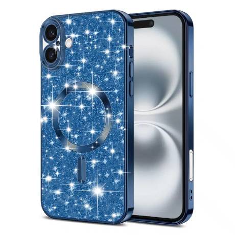 ΘΗΚΗ ΚΙΝΗΤΟΥ MAGNETIC ΜΕ ΣΤΡΑΣ ΜΠΛΕ ΠΛΑΙΣΙΟ ΓΙΑ IPHONE 16 PLUS