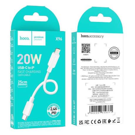 ΚΑΛΩΔΙΟ ΦΟΡΤΙΣΗΣ TYPE-C ΣΕ LIGHTNING HOCO X96 20W 0.25m 2.4A WHITE