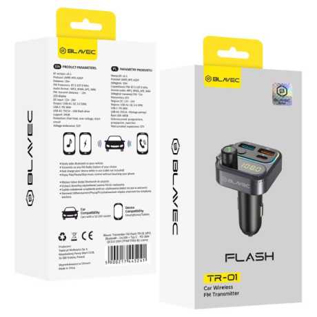 ΚΕΦΑΛΗ ΦΟΡΤΙΣΗΣ ΑΥΤΟΚΙΝΗΤΟΥ 2xUSB 1xTYPE-C ΜΕ FM TRANSMITTER BLAVEC TR-01 FLASH