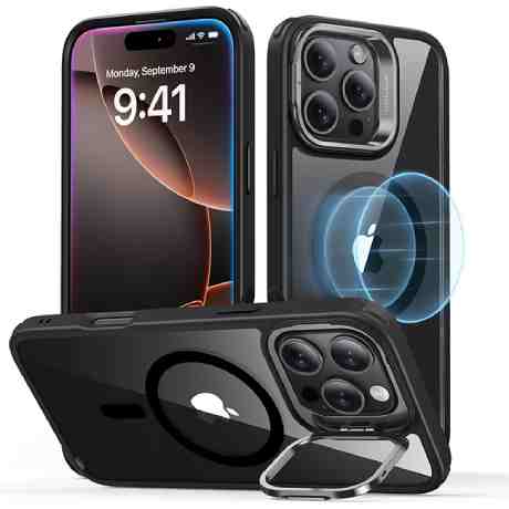 ΘΗΚΗ ΚΙΝΗΤΟΥ CLEAR MAGSAFE CAM STAND ΜΑΥΡΗ ΓΙΑ IPHONE 16
