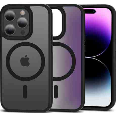 ΘΗΚΗ ΚΙΝΗΤΟΥ ΤΥΠΟΥ MAGSAFE ΗΜΙΔΙΑΦΑΝΗ ΜΑΥΡΗ ΓΙΑ iPHONE 15 PRO MAX