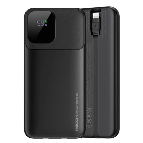 POWER BANK RECCI RPB-P67 2×22.5W PD20W 10000mAh BLACK