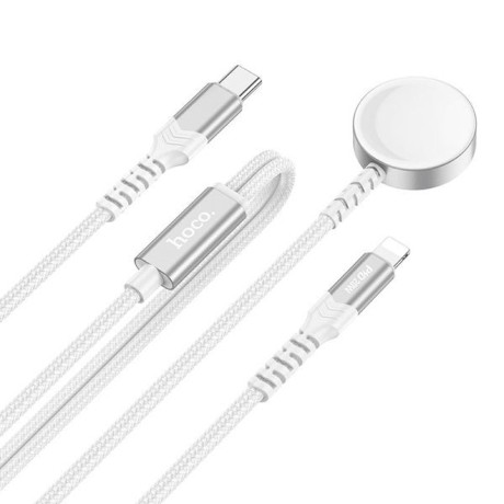 ΚΑΛΩΔΙΟ 2in1 TYPE-C (M) ΣΕ LIGHTNING + WIRELESS HOCO CW54 1.2m WHITE