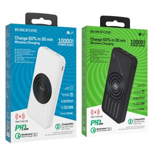 POWER BANK 10.000 mAh BOROFONE BJ7 WIRLESS CHARGING & 2xUSB -  TYPE C